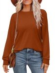 WIHOLL Womens Fall Outfits Long Sleeve Shirts Pullover Tshirts Clothes 2024 Loose Casual Clothes Thanksgiving Tops Sweatshirts Camarel L