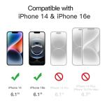 JETech Privacy Screen Protector for iPhone 14 6.1-Inch, Anti Spy Tempered Glass Film, 2-Pack