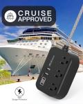 Cruise Ship Essentials - Power Strip with USB, Mountable Flat Plug Power Strip with 3 Outlets 3 USB Ports(Smart 3.1A), 5ft Braided Extension Cord, Compact for Cruise Ship, Travel, Home, Dorm