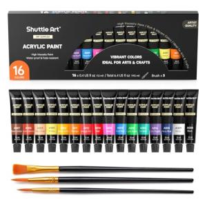 Acrylic Paint Set - 16 Tubes, Non-Toxic Colors
