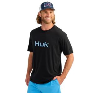 HUK Men's Standard Performance Fishing Logo Tee, Short Sleeve, Quick-Dry, 2.0-Black