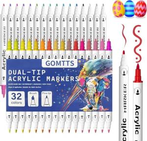 32 Colors Dual Tip Acrylic Paint Pens