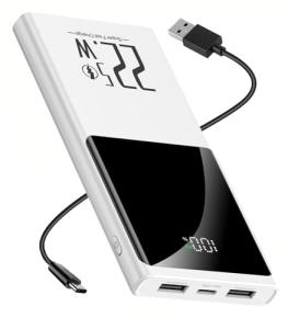 Portable Charger 10000mAh, Power Bank 22.5W Fast Charge, Slim Battery Backup with USB C in/Out, LCD Display External Battery Pack Compatible with iPhone 16 15 14 13 12, Samsung, Google, Android etc