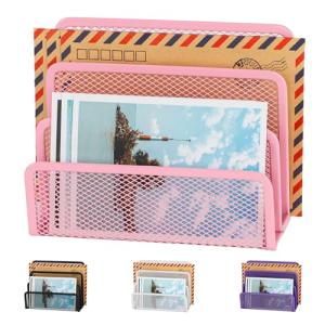 Pink Desk Mail Organizer with 3 Compartments