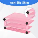 Pink Desk Mail Organizer with 3 Compartments