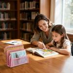 Pink Desk Mail Organizer with 3 Compartments