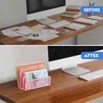 Pink Desk Mail Organizer with 3 Compartments