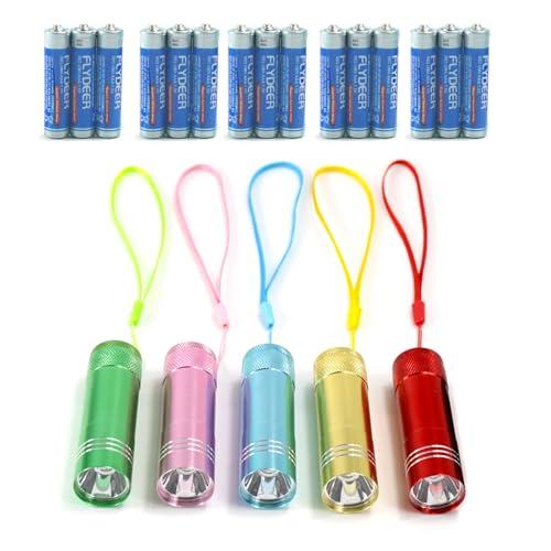 6 Pack Mini LED Flashlights - Assorted Colors