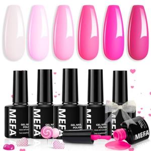 Pink Gel Nail Polish Set - 6 Bright Shades