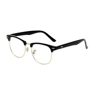 Vintage Half Frame Semi-Rimless Clear Lens Glasses
