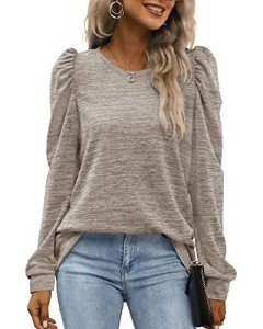 Women's Fall Crew Neck Sweater in Khaki