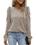 Women's Fall Crew Neck Sweater in Khaki