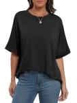 Oversized Black Crewneck Tee for Women