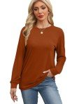 WIHOLL Womens Fall Outfits Long Sleeve Shirts Pullover Tshirts Clothes 2024 Loose Casual Clothes Thanksgiving Tops Sweatshirts Camarel L