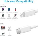 RCTech USB C to Lightning Cable 3Pack 6FT [MFi Certified] iPhone Fast Charger Cable USB-C Power Delivery Charging Cord for iPhone 14/13/12/11/XS/XR/X/8/iPad, White