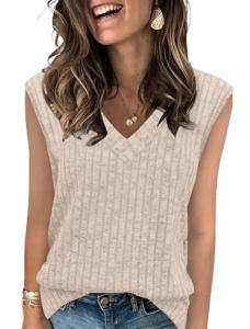 Beige Short Sleeve V-Neck Summer Top for Women