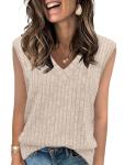 Beige Short Sleeve V-Neck Summer Top for Women