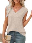 Beige Short Sleeve V-Neck Summer Top for Women
