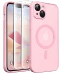 CAPRARO Magnetic for iPhone 14 Case, [Compatible with MagSafe] [Full Camera Protection] [14FT Drop Protection] Shockproof Protective Slim Translucent Matte Phone Case for iPhone 14, Peach Pink