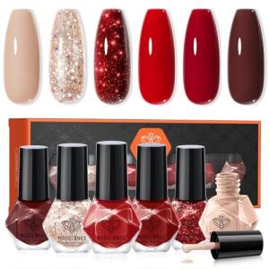 6-Color Quick-Dry Glitter Nail Polish Set