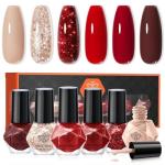 6-Color Quick-Dry Glitter Nail Polish Set