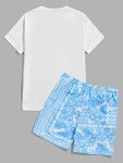 Men's Casual Graphic Tee and Print Shorts Set