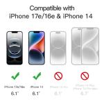 JETech Privacy Screen Protector for iPhone 14 6.1-Inch, Anti Spy Tempered Glass Film, 2-Pack