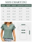 Buauty Womens Summer Trendy Top Casual V Neck Short Sleeve Petal Sleeve Pleated Shirts Blouses Fashion Clothes 2024 Green