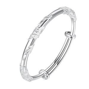 Adjustable Sterling Silver Bangle Bracelet for Women