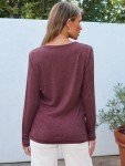 Wine Red Long Sleeve Basic Tee for Women