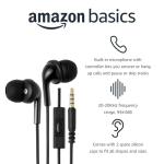 Amazon Basics Wired Earbuds with Microphone - Black