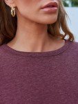 Wine Red Long Sleeve Basic Tee for Women