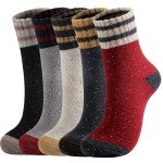 5 Pairs Wool Socks for Women - Comfortable and Warm Womens Wool Socks, Wool Socks Women, Classic Women's Winter Socks, Super Soft Crew Socks for Women, Thick Knit Cabin Cozy Wool Socks Gifts For Women