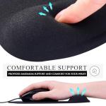 JIKIOU Mouse Pad, 2 Pack Ergonomic Mouse Pads with Comfortable Gel Wrist Rest Support and Lycra Cloth, Non-Slip PU Base for Easy Typing Pain Relief Durable and Easy to Clean Small Black