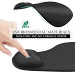 JIKIOU Mouse Pad, 2 Pack Ergonomic Mouse Pads with Comfortable Gel Wrist Rest Support and Lycra Cloth, Non-Slip PU Base for Easy Typing Pain Relief Durable and Easy to Clean Small Black