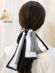 Silky Satin Scarf for Women - Black 5.9"x59