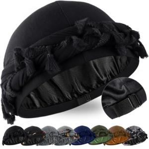 Satin Lined Halo Turban Head Wrap - Black