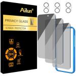 Ailun 3Pack Privacy Screen Protector for iPhone 16 Plus [6.7 inch]+3Pack Camera Lens Protector,Dynamic Island Compatible,Anti Spy Private Tempered Glass[9H Hardness][6 Pack]