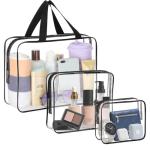 3 Pack Clear Travel Bags for Toiletries & Makeup