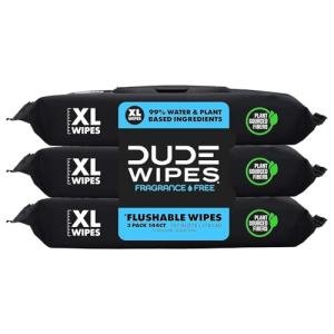 DUDE Wipes - Unscented Flushable Wipes 3 Pack