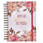 Inspirational Pink Floral Journal with Bible Verse