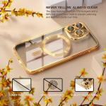 Misea Magnetic for iPhone 15 Pro Max Case with MagSafe [Never Yellowing] [Military Grade Drop Protection] Full Camera Lens Protector Plating Soft Clear Phone Case for Women Girls, Gold