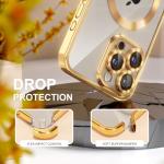 Misea Magnetic for iPhone 15 Pro Max Case with MagSafe [Never Yellowing] [Military Grade Drop Protection] Full Camera Lens Protector Plating Soft Clear Phone Case for Women Girls, Gold