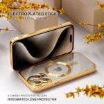 Misea Magnetic for iPhone 15 Pro Max Case with MagSafe [Never Yellowing] [Military Grade Drop Protection] Full Camera Lens Protector Plating Soft Clear Phone Case for Women Girls, Gold