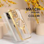 Misea Magnetic for iPhone 15 Pro Max Case with MagSafe [Never Yellowing] [Military Grade Drop Protection] Full Camera Lens Protector Plating Soft Clear Phone Case for Women Girls, Gold