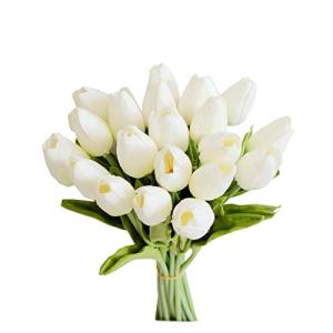 20pcs White Artificial Tulip Flowers for Decor