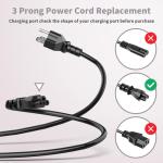 3 Prong Power Cord Replacement Power Cable for Computers, TV, Monitors, Dell, IBM, HP, Asus, Sony, Samsung, Toshiba, Lenovo, Acer, Epson Printer, LG LED LCD Smart 1080p HDTV, 6 Ft AC Cable
