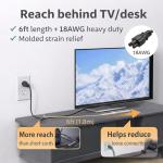 3 Prong Power Cord Replacement Power Cable for Computers, TV, Monitors, Dell, IBM, HP, Asus, Sony, Samsung, Toshiba, Lenovo, Acer, Epson Printer, LG LED LCD Smart 1080p HDTV, 6 Ft AC Cable