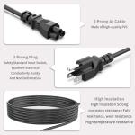 3 Prong Power Cord Replacement Power Cable for Computers, TV, Monitors, Dell, IBM, HP, Asus, Sony, Samsung, Toshiba, Lenovo, Acer, Epson Printer, LG LED LCD Smart 1080p HDTV, 6 Ft AC Cable
