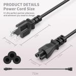 3 Prong Power Cord Replacement Power Cable for Computers, TV, Monitors, Dell, IBM, HP, Asus, Sony, Samsung, Toshiba, Lenovo, Acer, Epson Printer, LG LED LCD Smart 1080p HDTV, 6 Ft AC Cable
